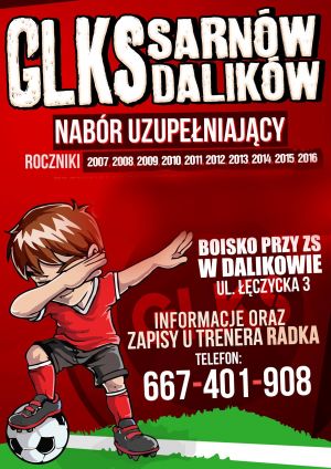 Plakat promujący nabór do drużyny piłkarskiej